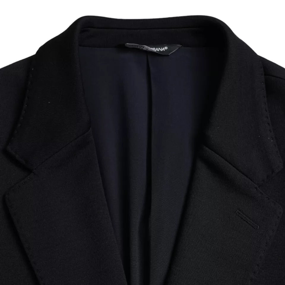 - Blue Wool Notch Single Breasted Coat Blazer