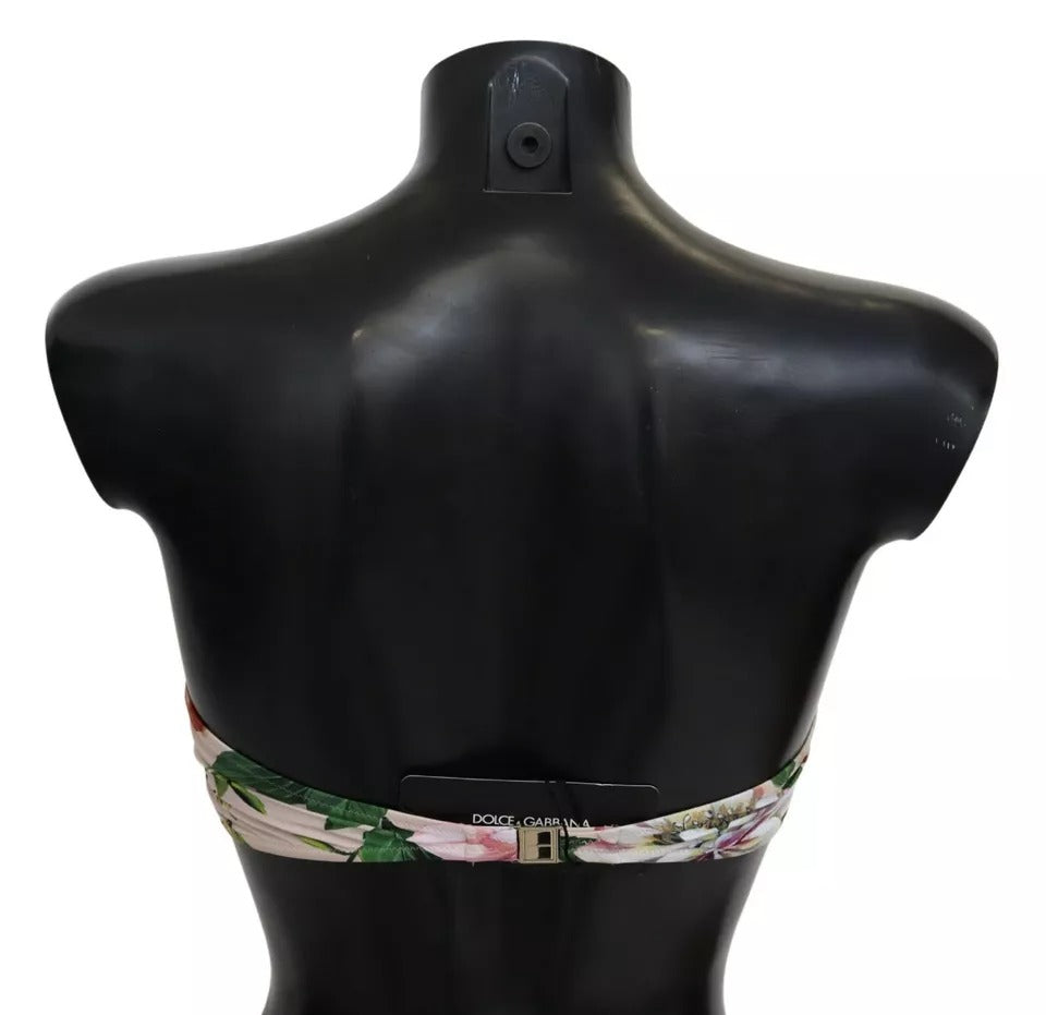 - Pink Floral Print Swimsuit Beachwear Bikini Top