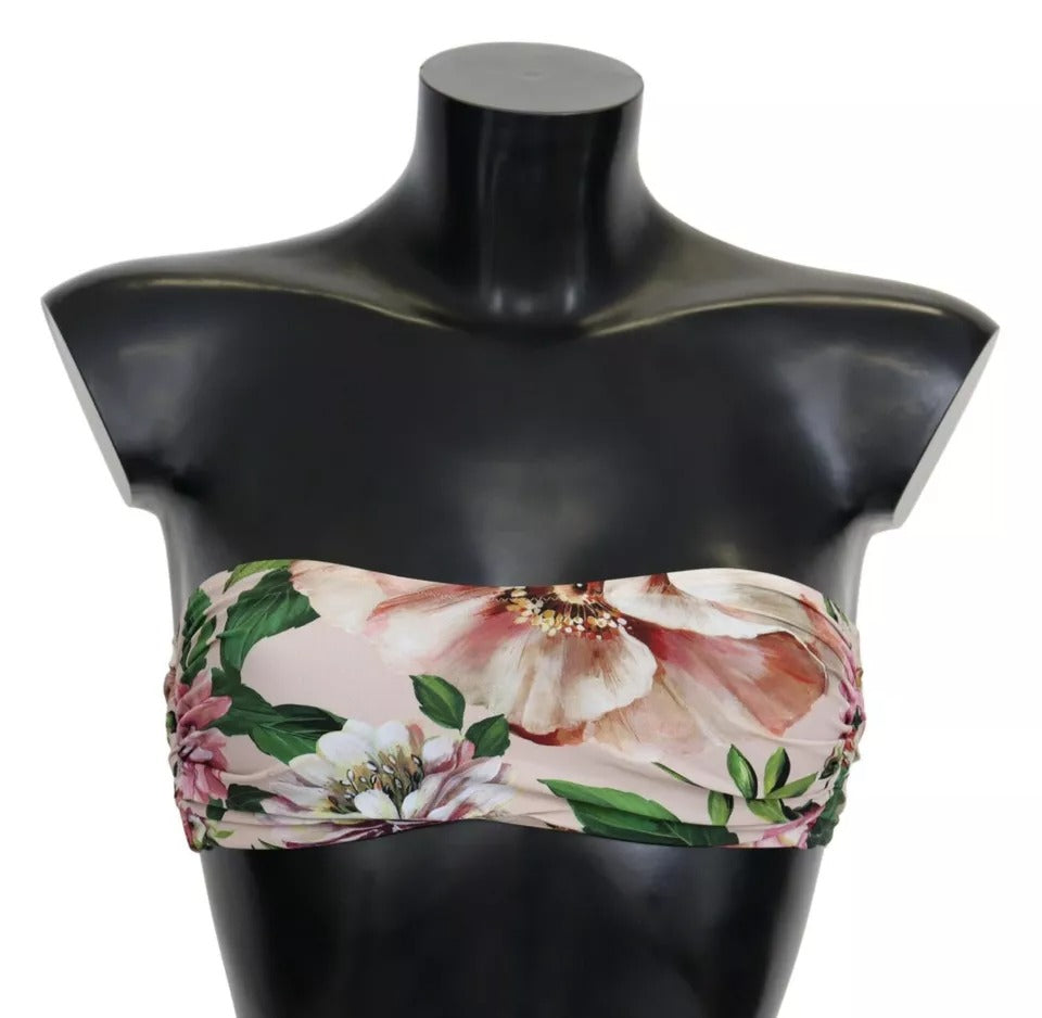 - Pink Floral Print Swimsuit Beachwear Bikini Top