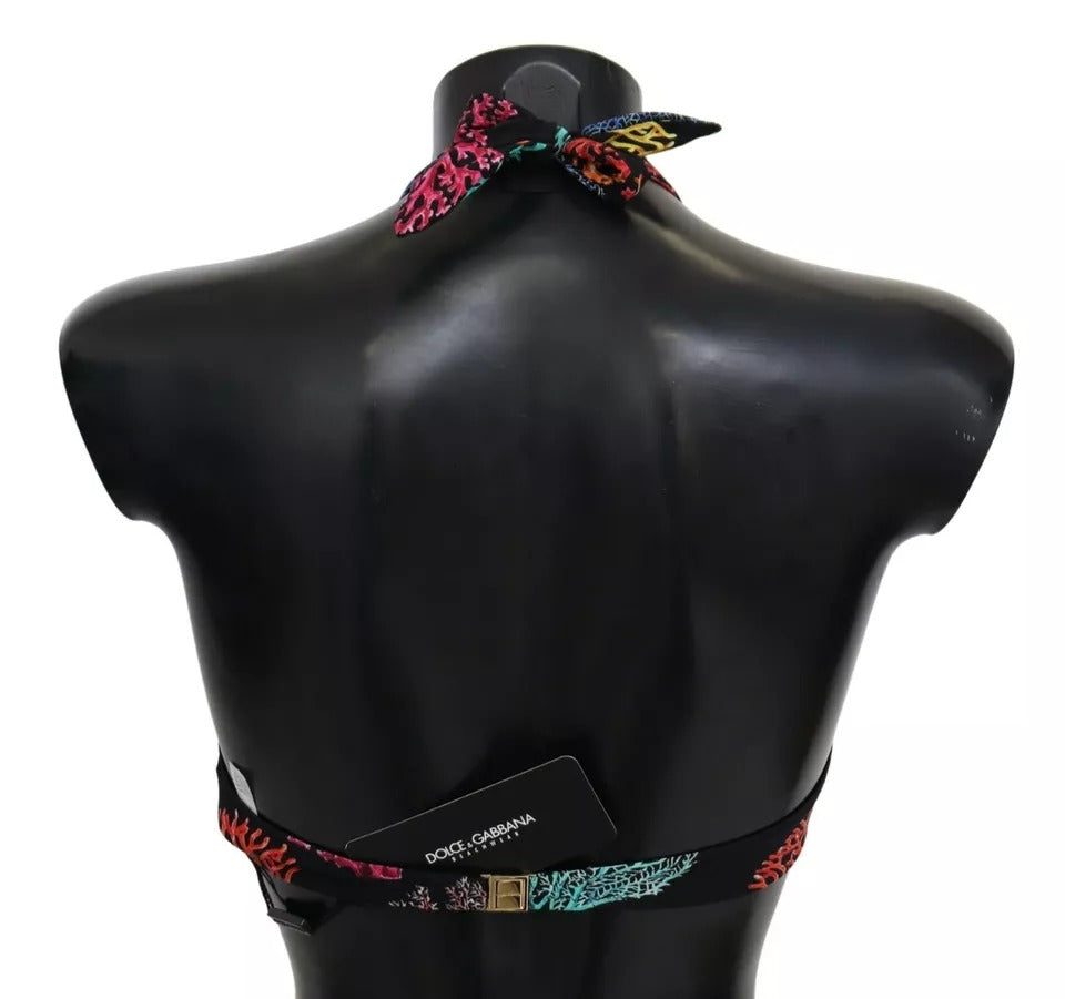 - Black Corals Print Swimsuit Beachwear Bikini Top