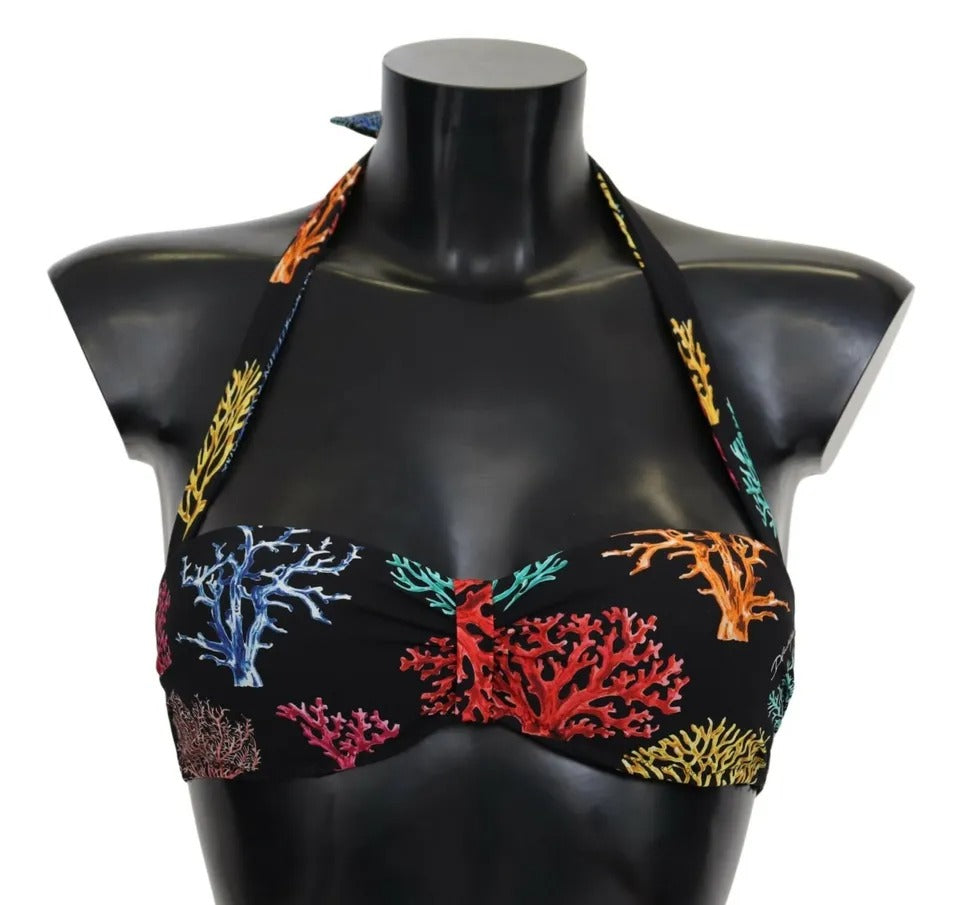 - Black Corals Print Swimsuit Beachwear Bikini Top