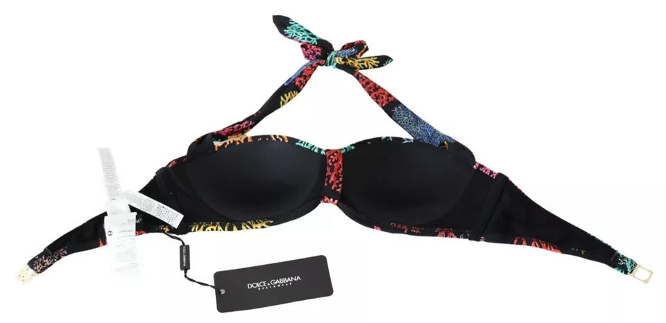 - Black Corals Print Swimsuit Beachwear Bikini Top