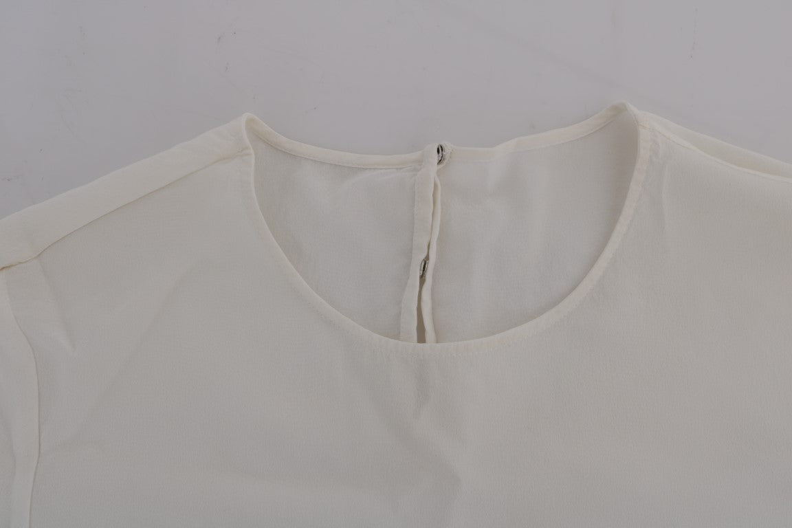 - Silk Sequined 'Italia Is Love' White Blouse
