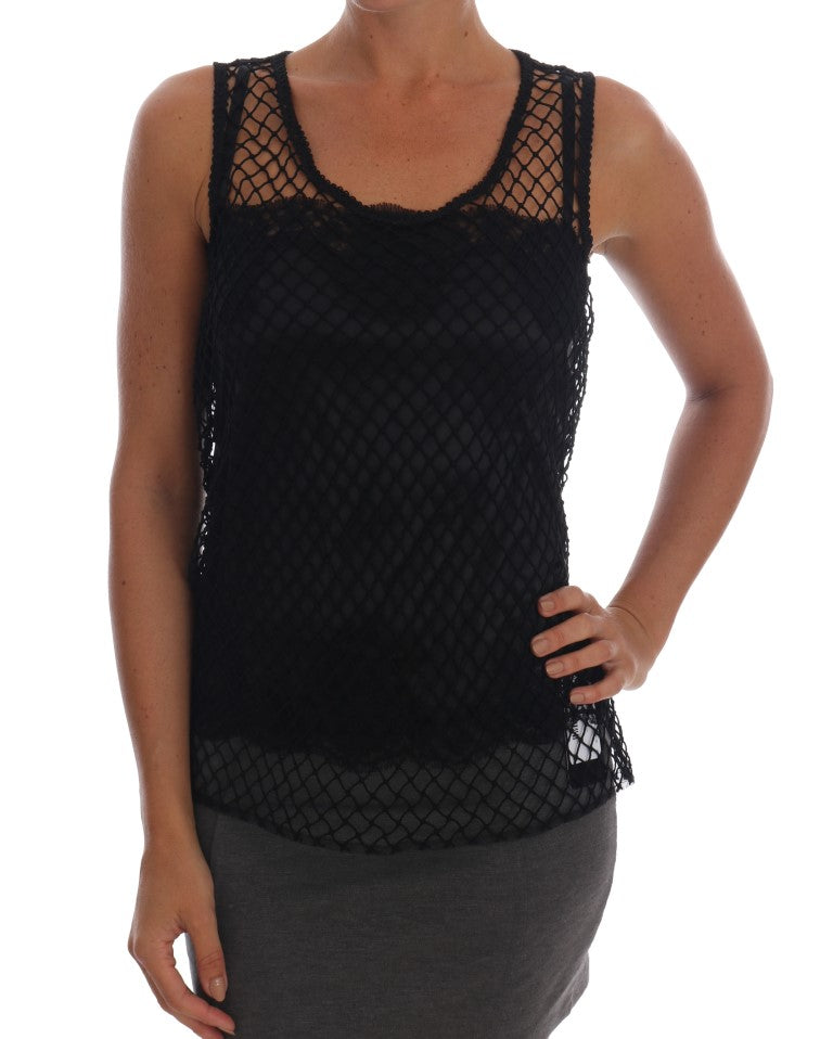 - Elegant Black Lace Sleeveless Cami Blouse