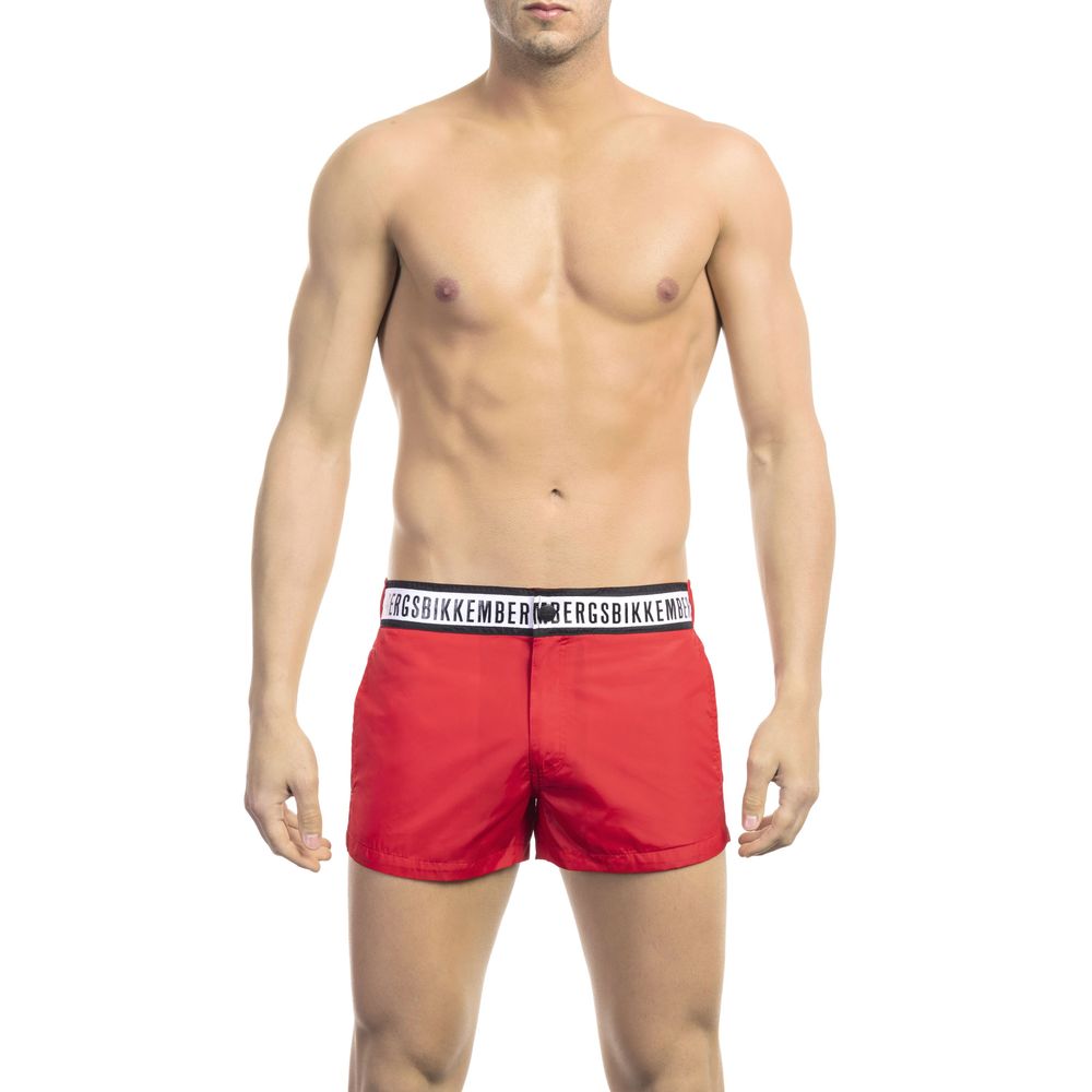 - Red Polyamide Men Swim Short