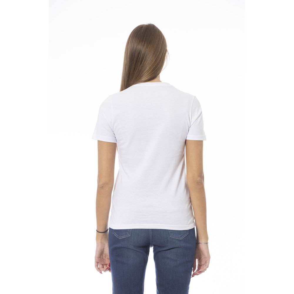 - White Cotton Women T-Shirt