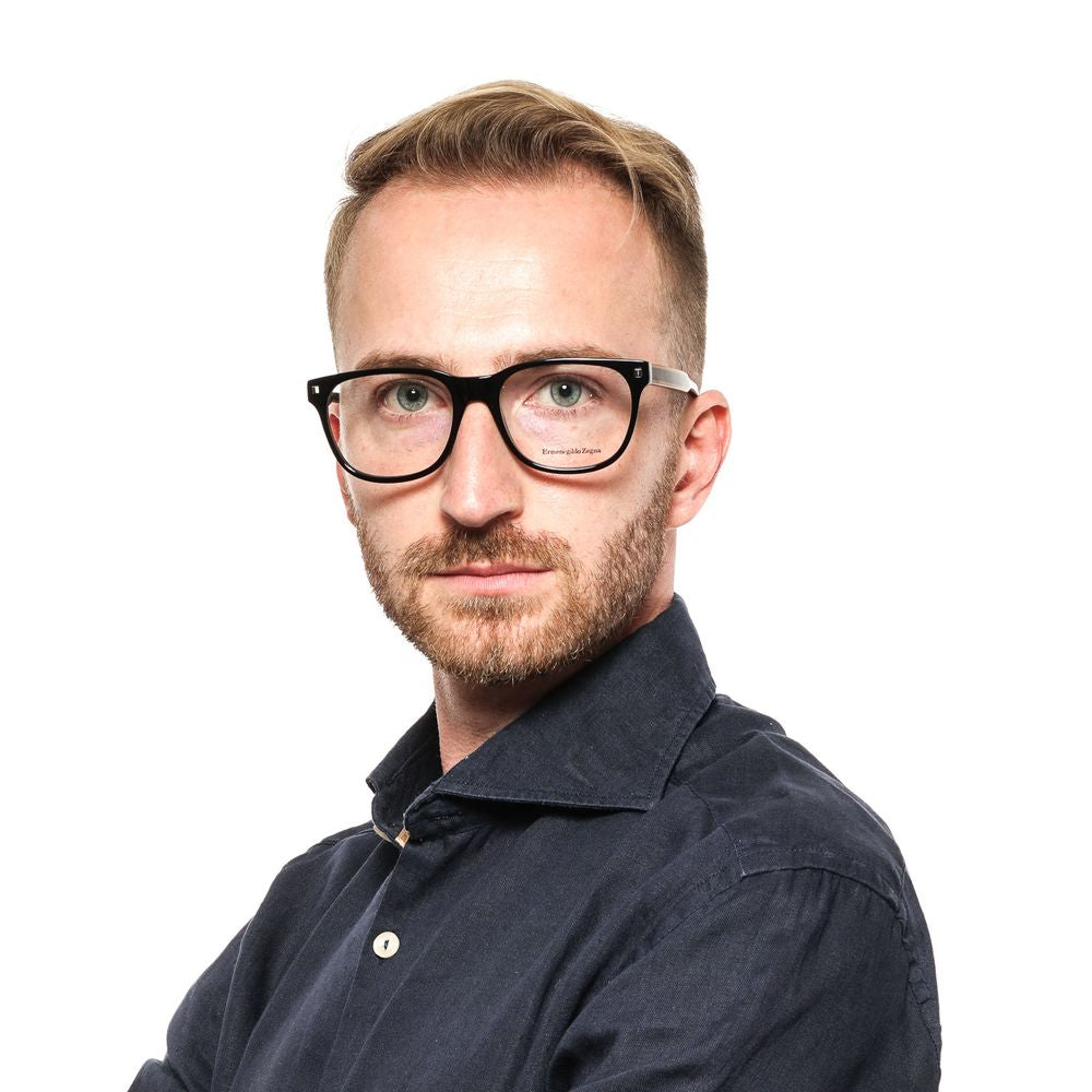 Ermenegildo Zegna Men’s Optical Frames – Black Square Design
