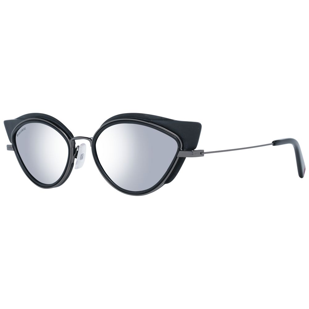 Dsquared² Black Cat Eye Women Sunglasses with Silver Mirrored Lenses