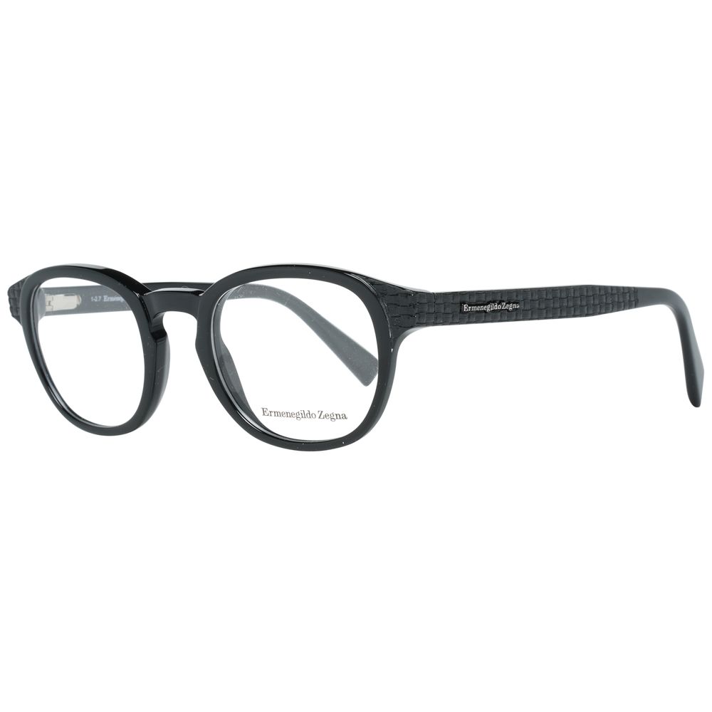Ermenegildo Zegna Men’s Optical Frames – Black Round Design, 48mm