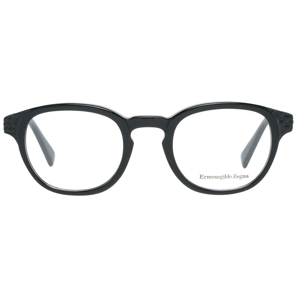 Ermenegildo Zegna Men’s Optical Frames – Black Round Design, 48mm