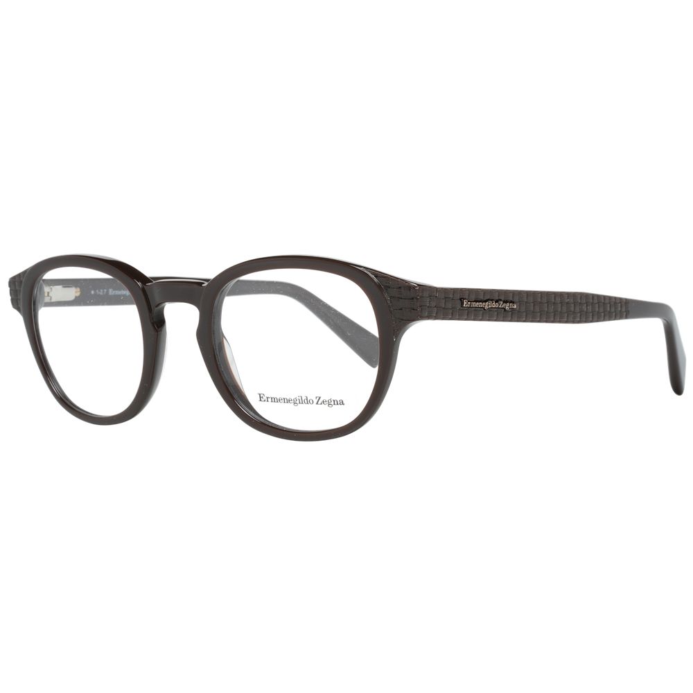 Ermenegildo Zegna Men’s Optical Frames – Brown Full-Rim Design