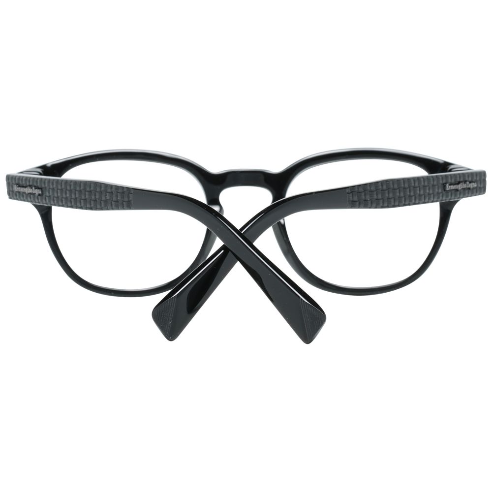 Ermenegildo Zegna Men’s Optical Frames – Black Round Design, 48mm