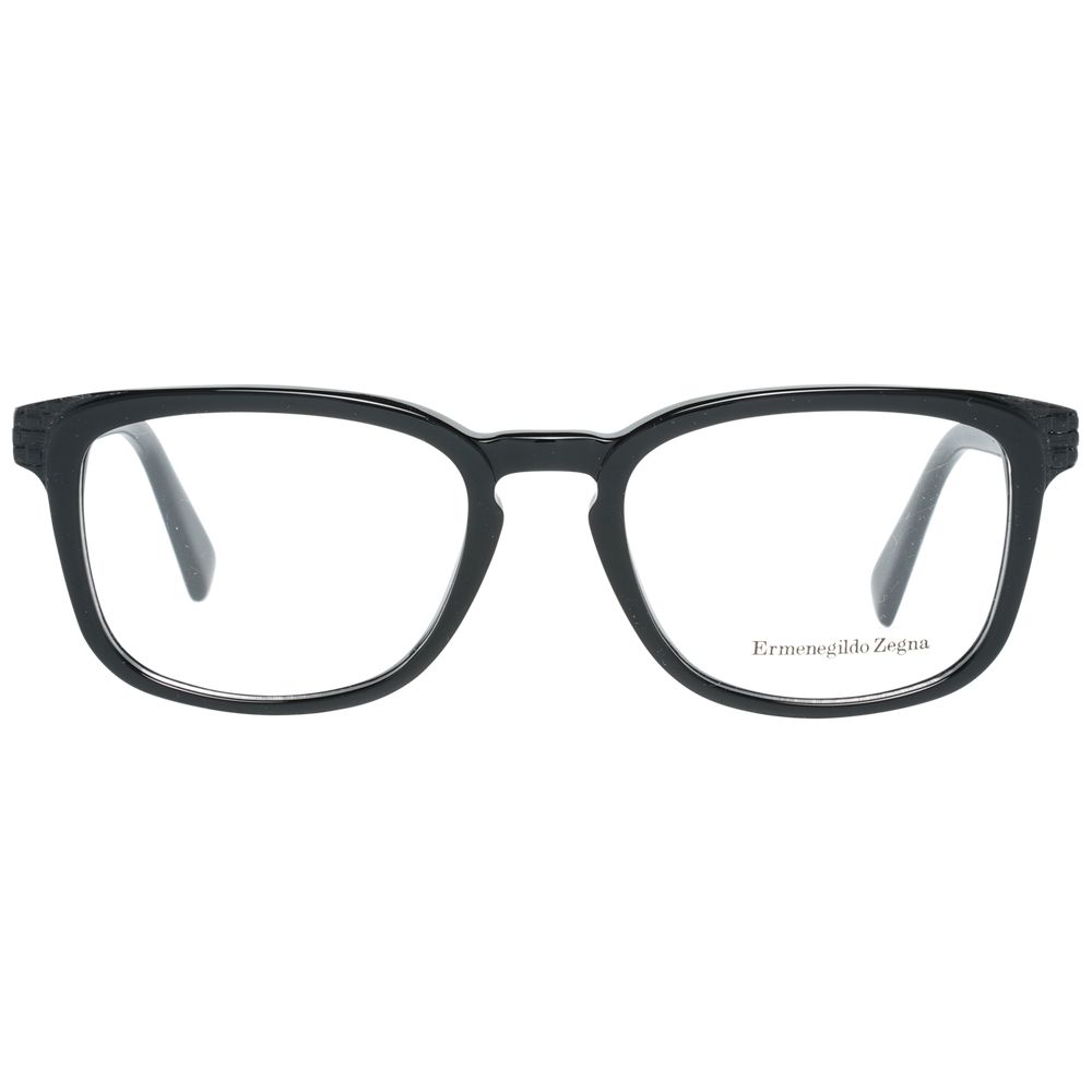Ermenegildo Zegna Men’s Optical Glasses – Black Rectangle Frame, 52mm