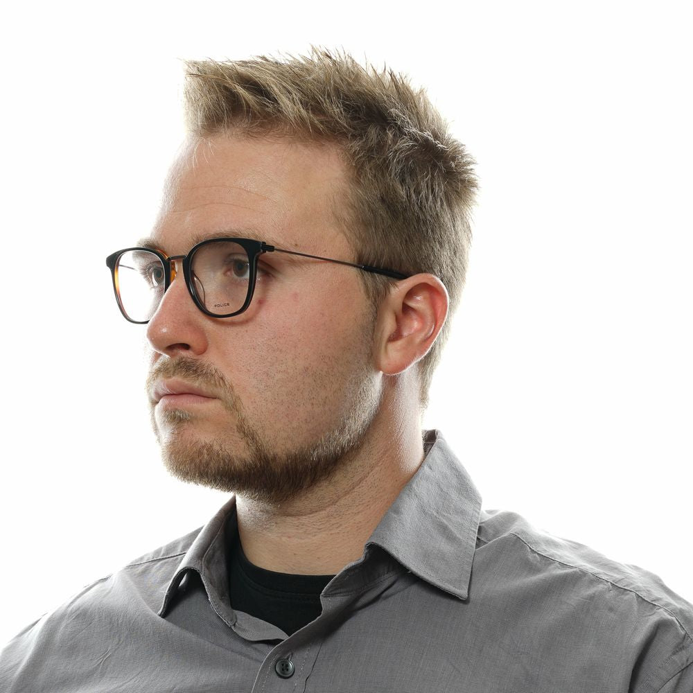 Police Black Men’s Optical Frames – Round Full-Rim, 51mm