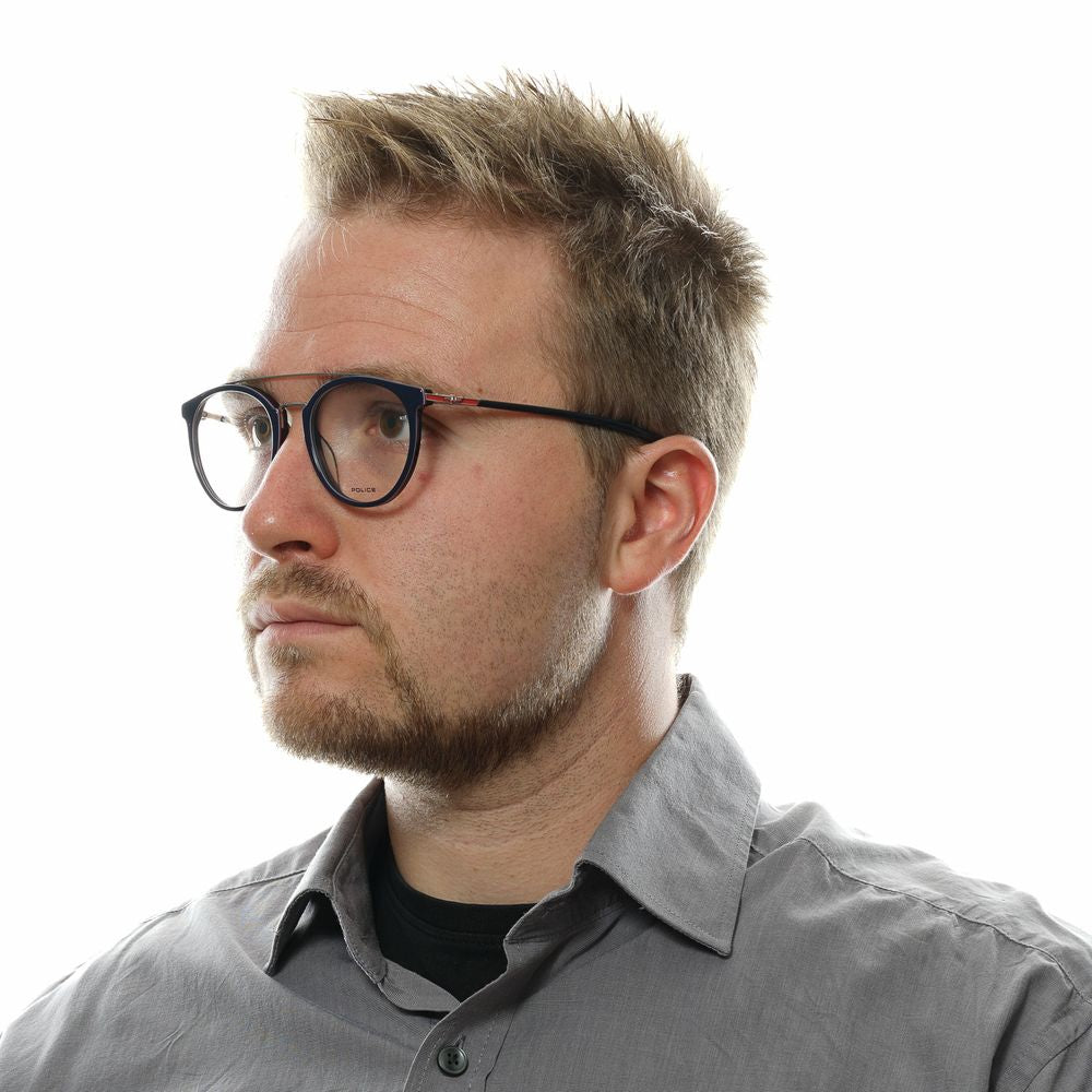 Police Blue Men’s Optical Frames – Round Full-Rim, 51mm