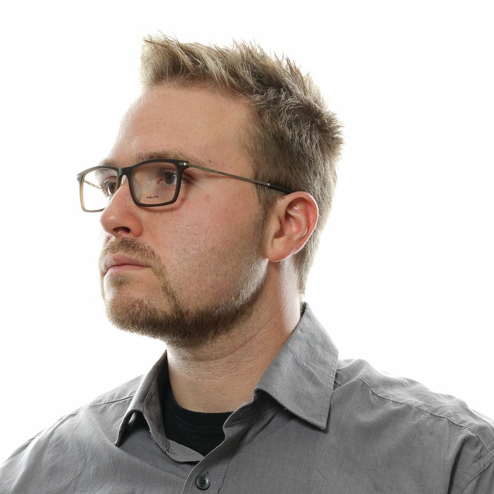 Police Brown Men’s Optical Frames – Rectangle Full-Rim 52mm
