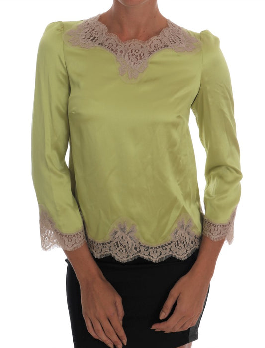 - Elegant Floral Lace Silk Blouse