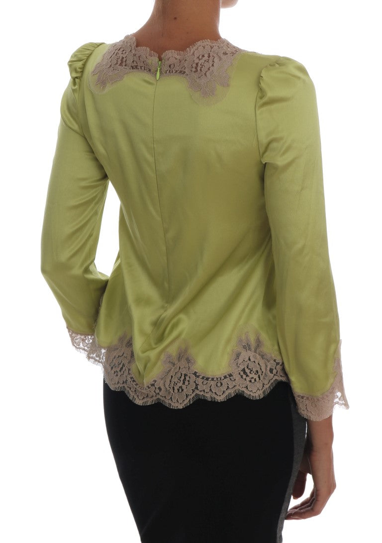 - Elegant Floral Lace Silk Blouse