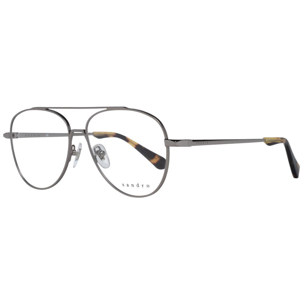 Sandro Gray Men’s Optical Frames – Gunmetal Aviator Style, 55mm