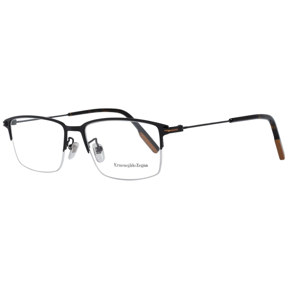Ermenegildo Zegna Men’s Optical Frames – Black Half-Rim, 55mm