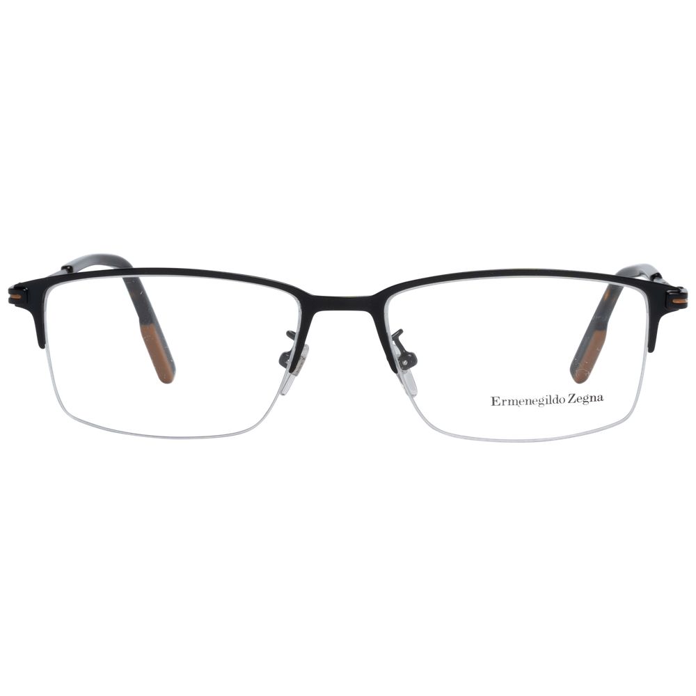 Ermenegildo Zegna Men’s Optical Frames – Black Half-Rim, 55mm