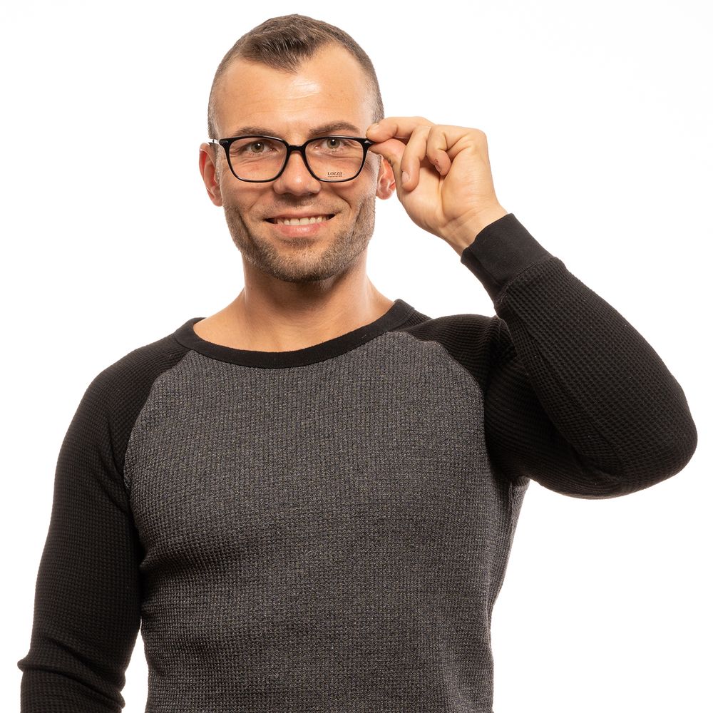 Lozza Men's Optical Frames – Black Rectangle Design, 53mm
