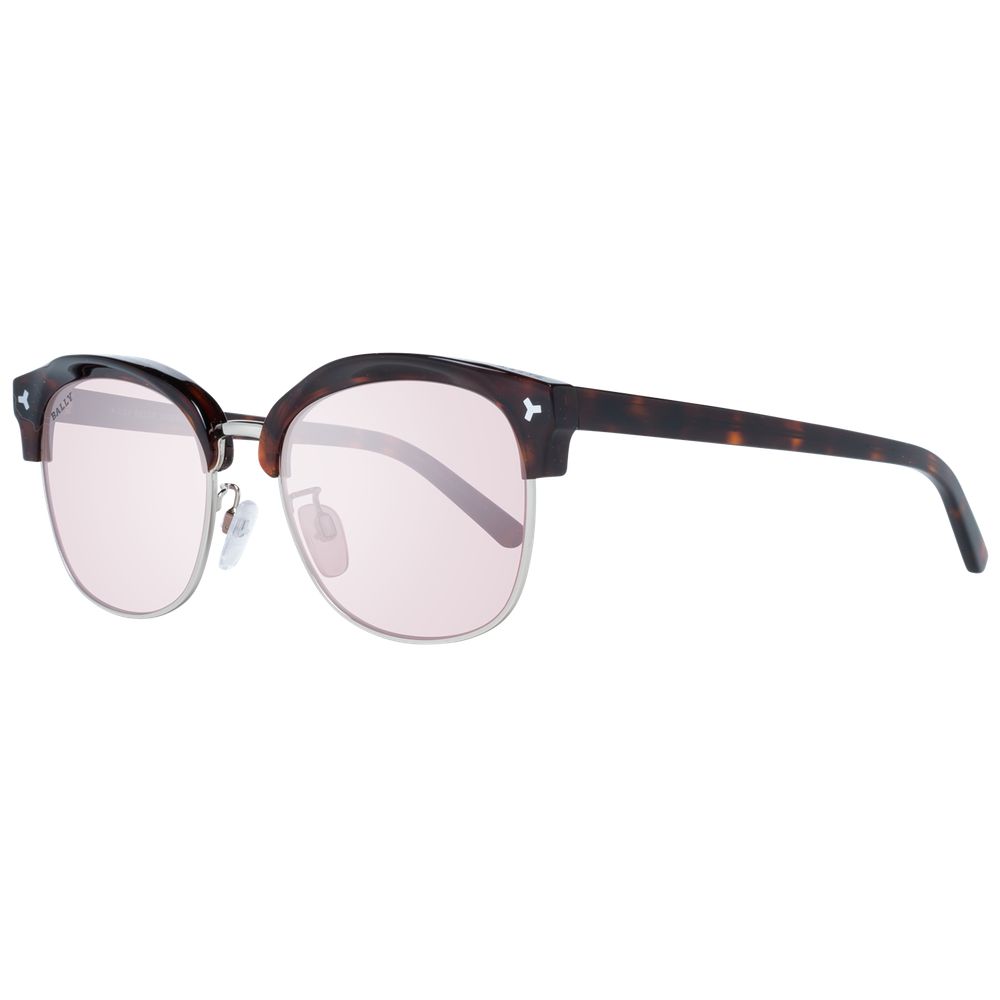 Bally Brown Unisex Oval Sunglasses with Mirrored Rose Lenses