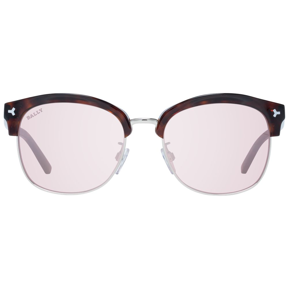 Bally Brown Unisex Oval Sunglasses with Mirrored Rose Lenses