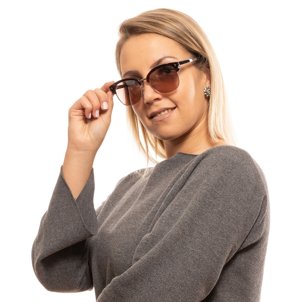 Bally Brown Unisex Oval Sunglasses with Mirrored Rose Lenses