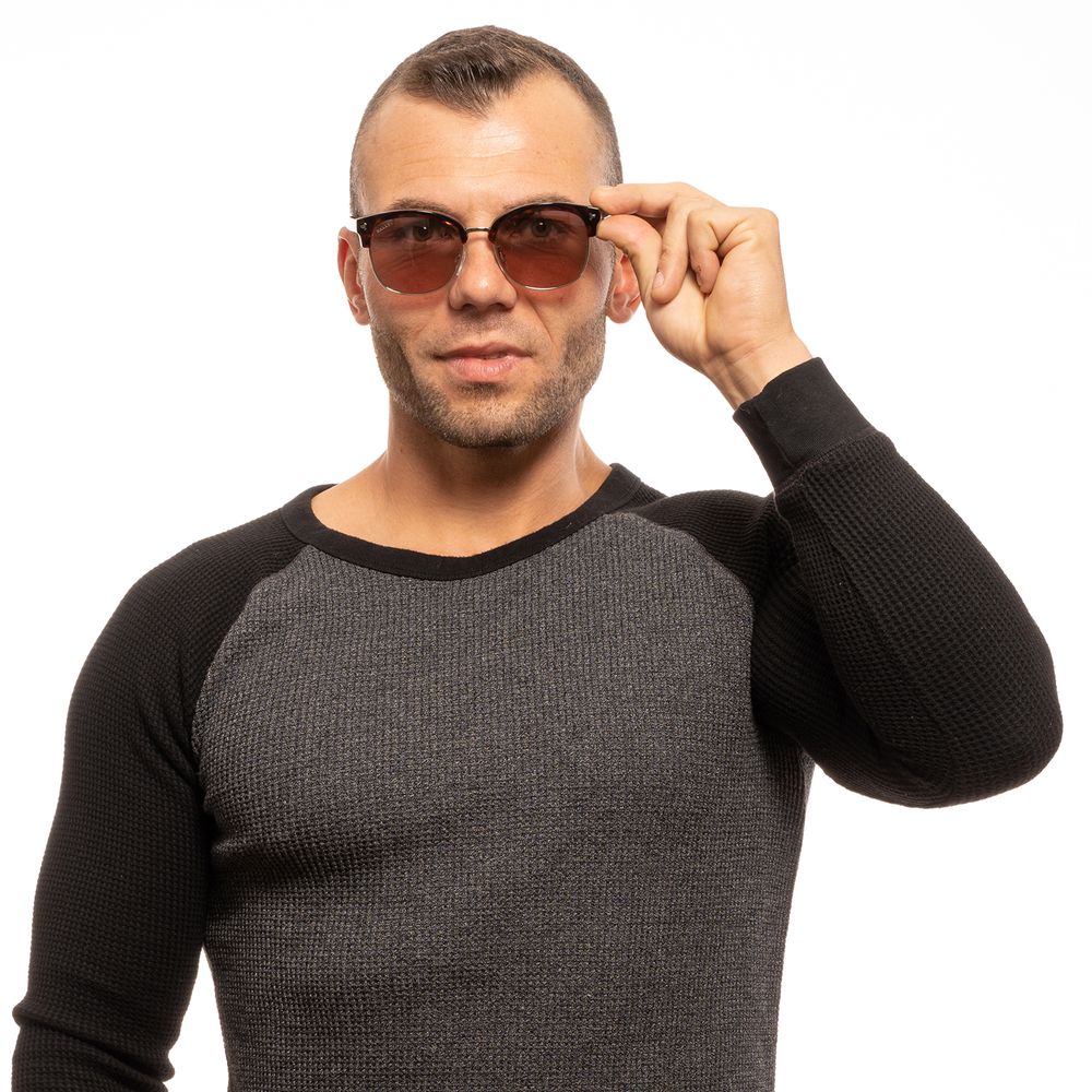 Bally Brown Unisex Oval Sunglasses with Mirrored Rose Lenses