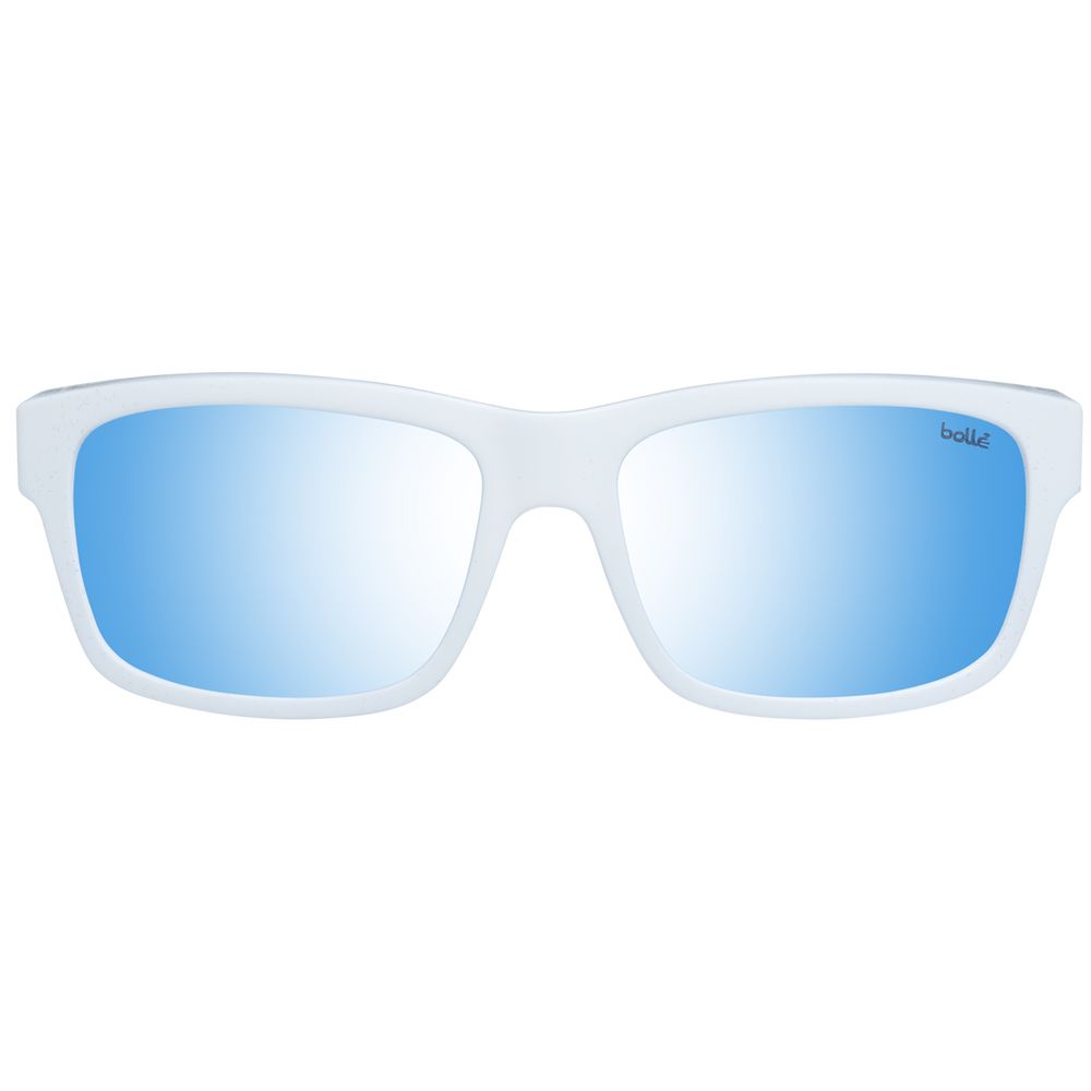 Bolle White Unisex Rectangle Sunglasses with Blue Polarized Lenses