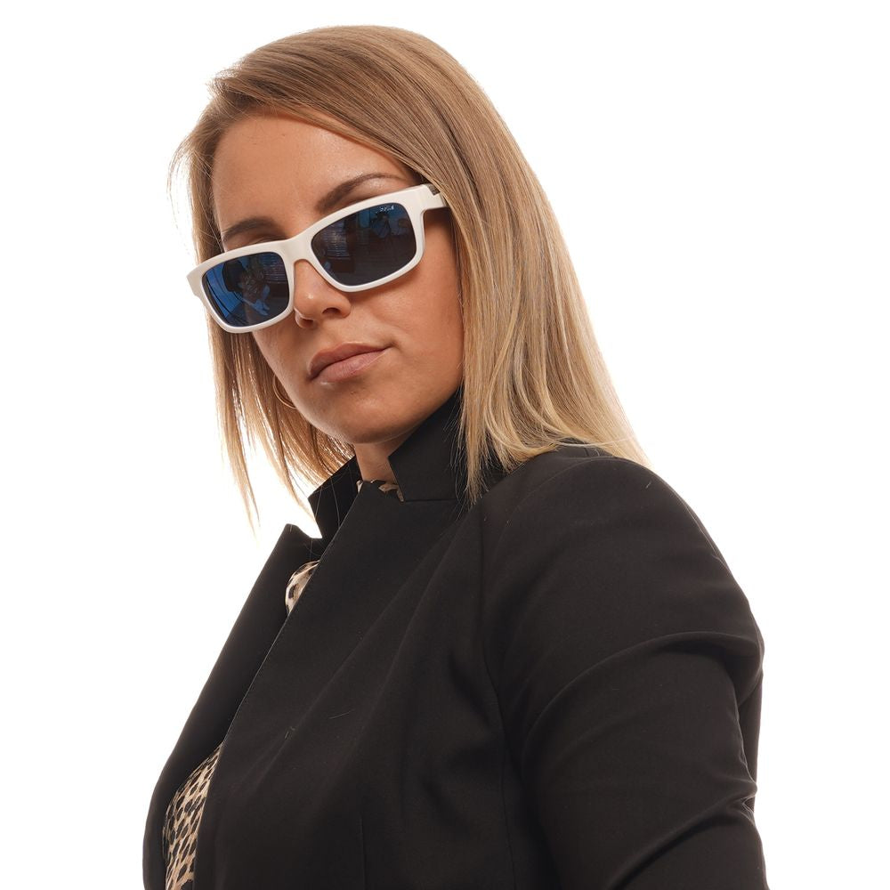 Bolle White Unisex Rectangle Sunglasses with Blue Polarized Lenses