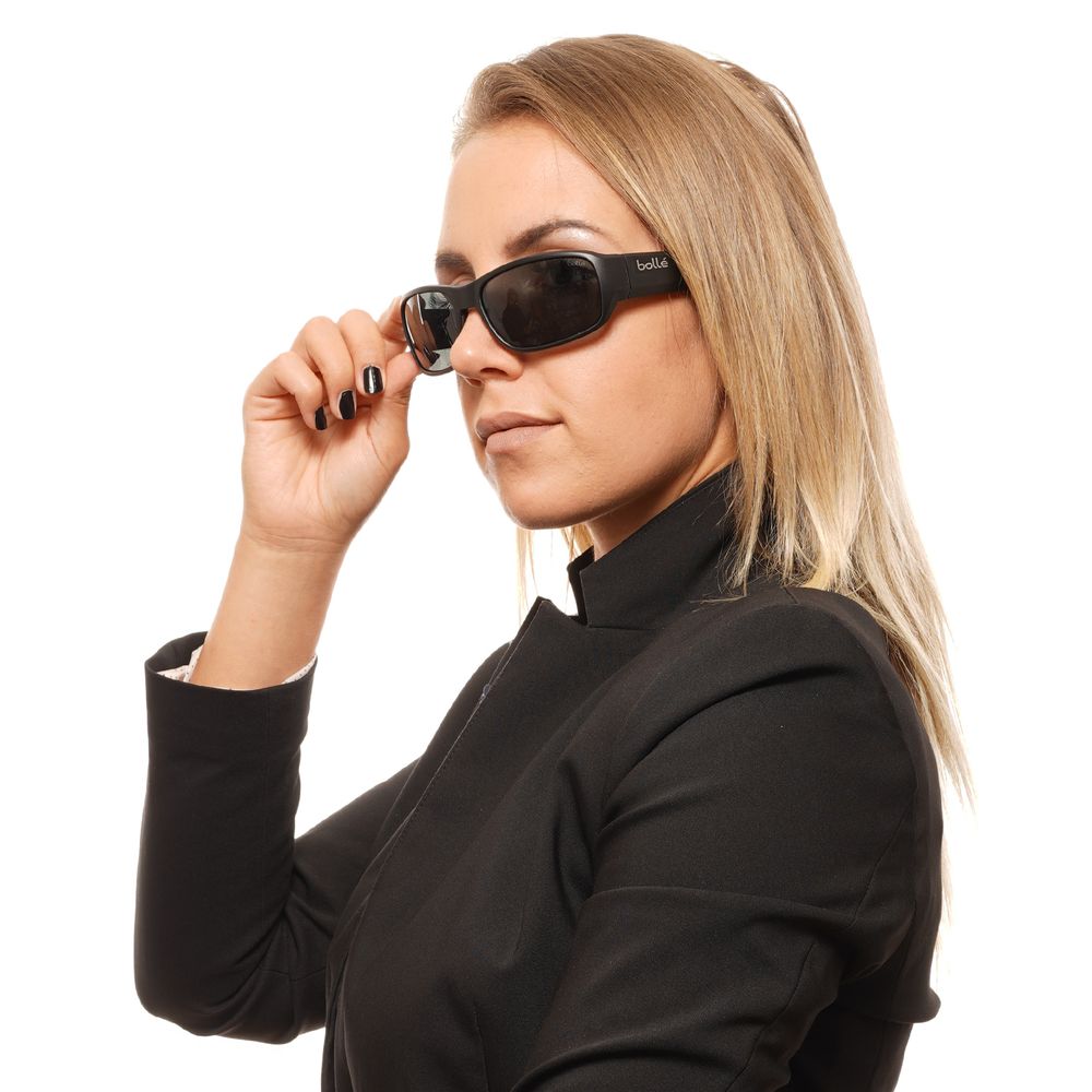 Bolle Black Unisex Rectangle Sunglasses with Grey Lenses