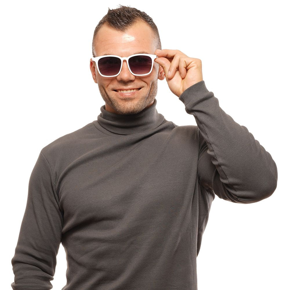 Spy White Unisex Sunglasses with Purple Gradient Lenses - Trapezium Shape