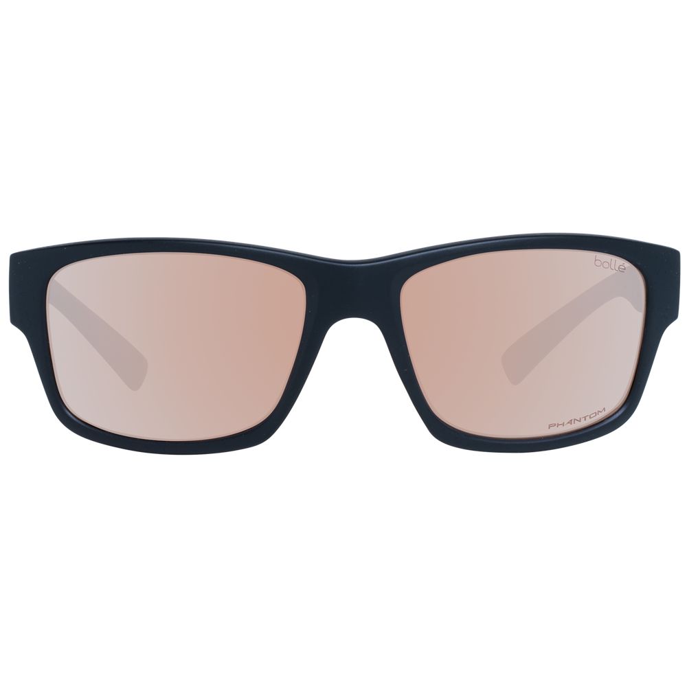 Bolle Black Unisex Trapezium Sunglasses with Brown Mirrored Lenses