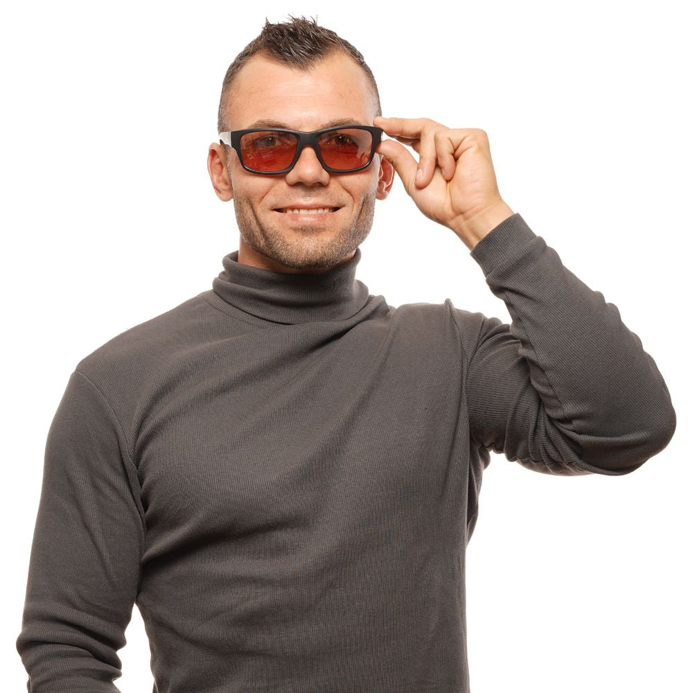 Bolle Black Unisex Trapezium Sunglasses with Brown Mirrored Lenses