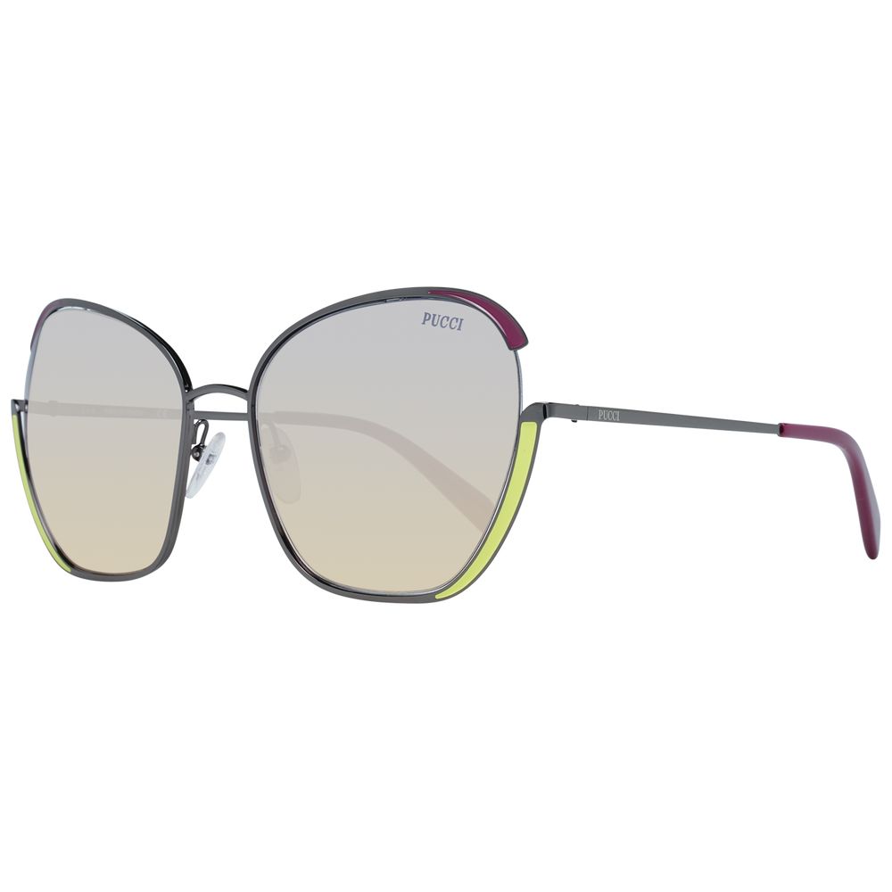 Emilio Pucci Women’s Sunglasses – Gunmetal Butterfly Frame with Multicolour Gradient Lenses, 58mm