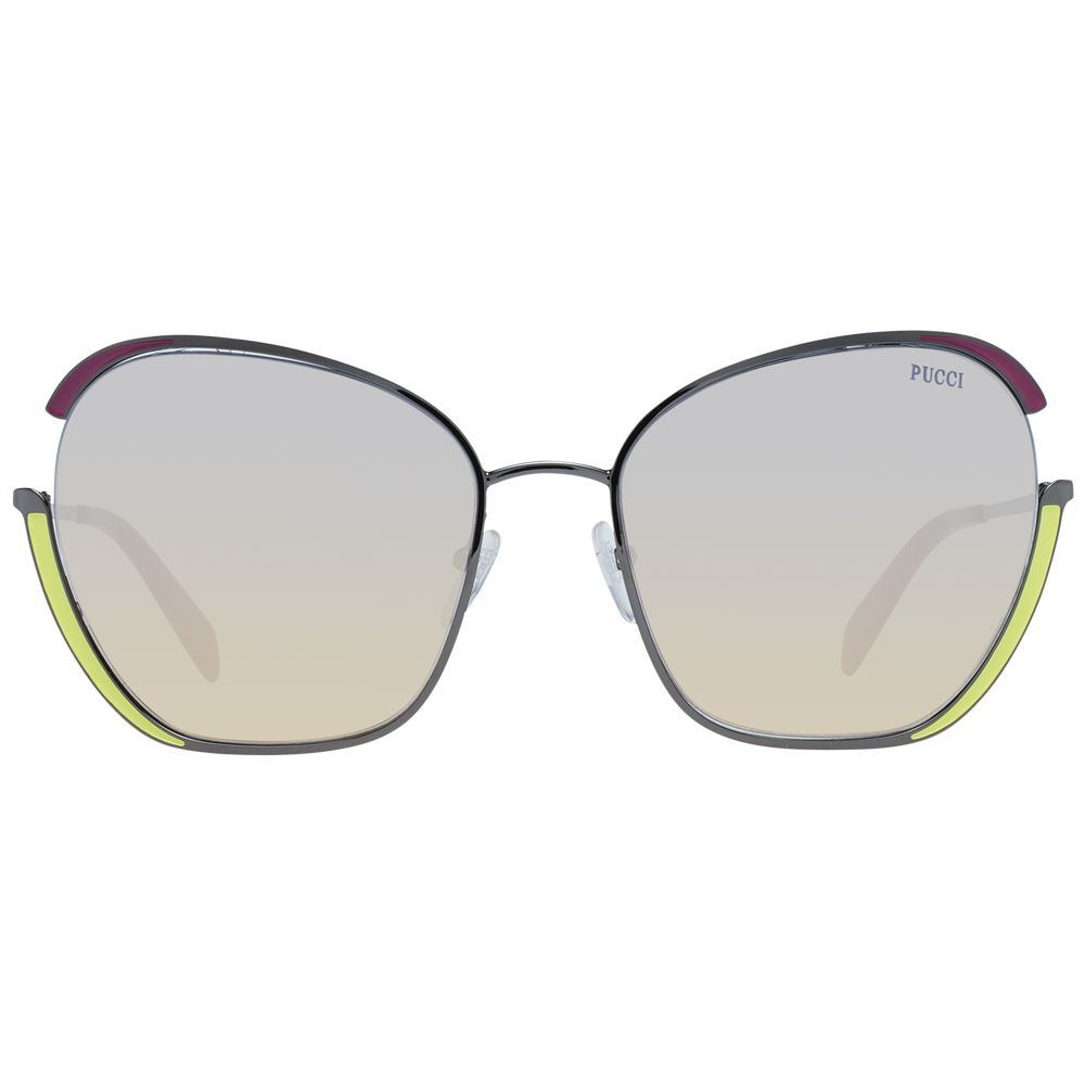 Emilio Pucci Women’s Sunglasses – Gunmetal Butterfly Frame with Multicolour Gradient Lenses, 58mm