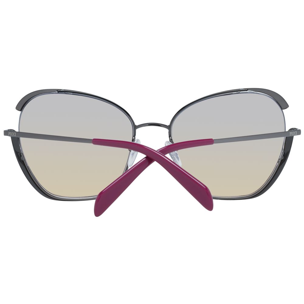 Emilio Pucci Women’s Sunglasses – Gunmetal Butterfly Frame with Multicolour Gradient Lenses, 58mm