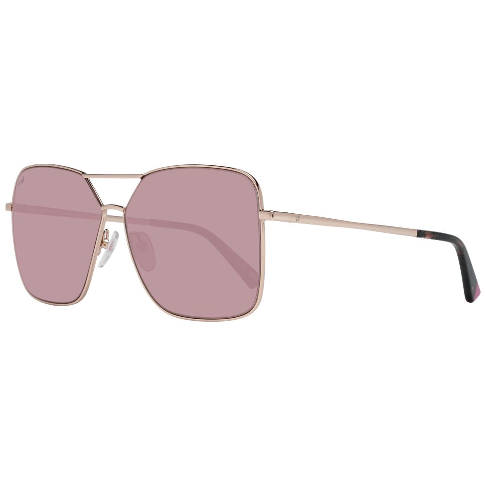 Web Rose Gold Women’s Sunglasses – Chic Rectangle Frame with Purple Lenses, 59mm