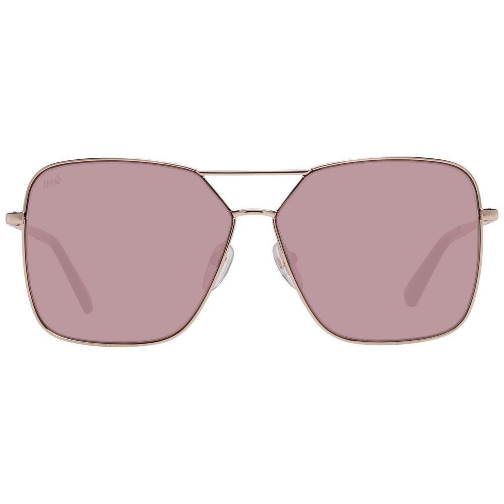 Web Rose Gold Women’s Sunglasses – Chic Rectangle Frame with Purple Lenses, 59mm