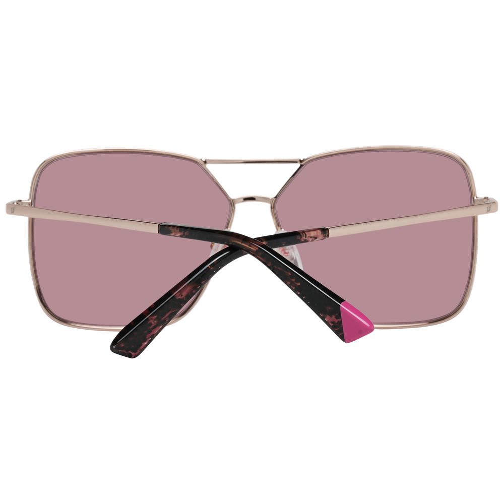 Web Rose Gold Women’s Sunglasses – Chic Rectangle Frame with Purple Lenses, 59mm