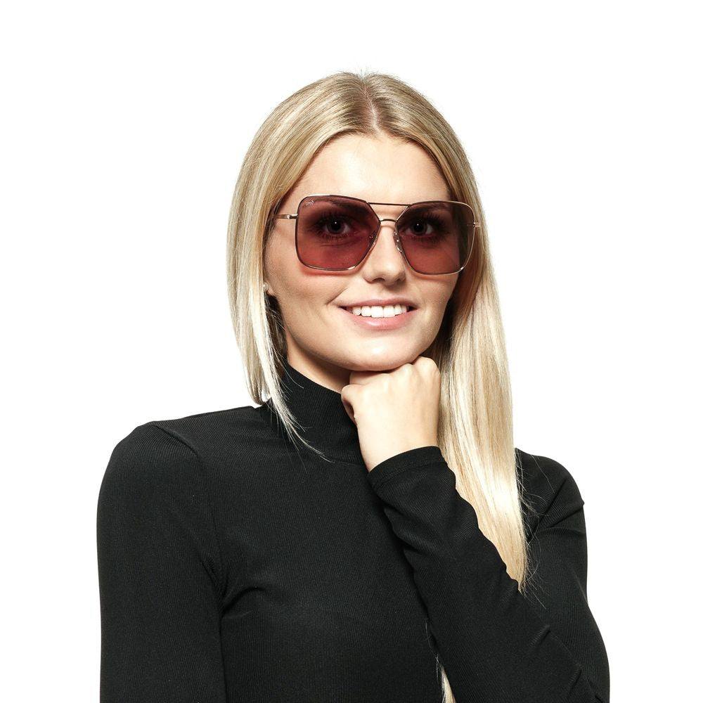 Web Rose Gold Women’s Sunglasses – Chic Rectangle Frame with Purple Lenses, 59mm