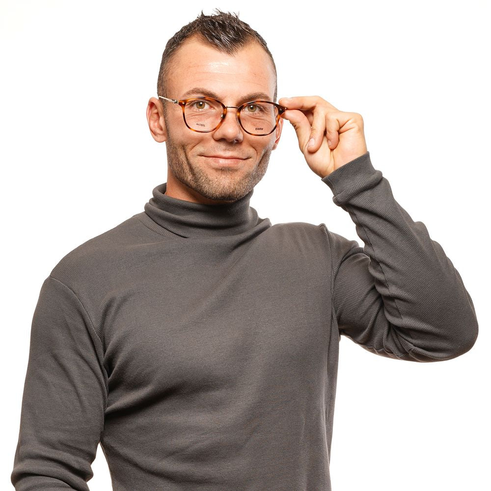 BMW Brown Men’s Optical Frames – Round Full-Rim Design, 53mm