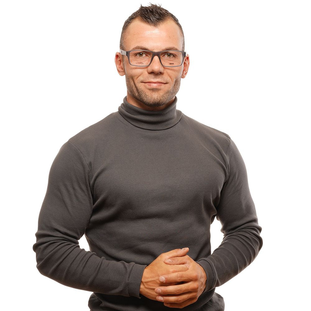 BMW Men's Optical Frames – Grey Rectangle Design, 57mm