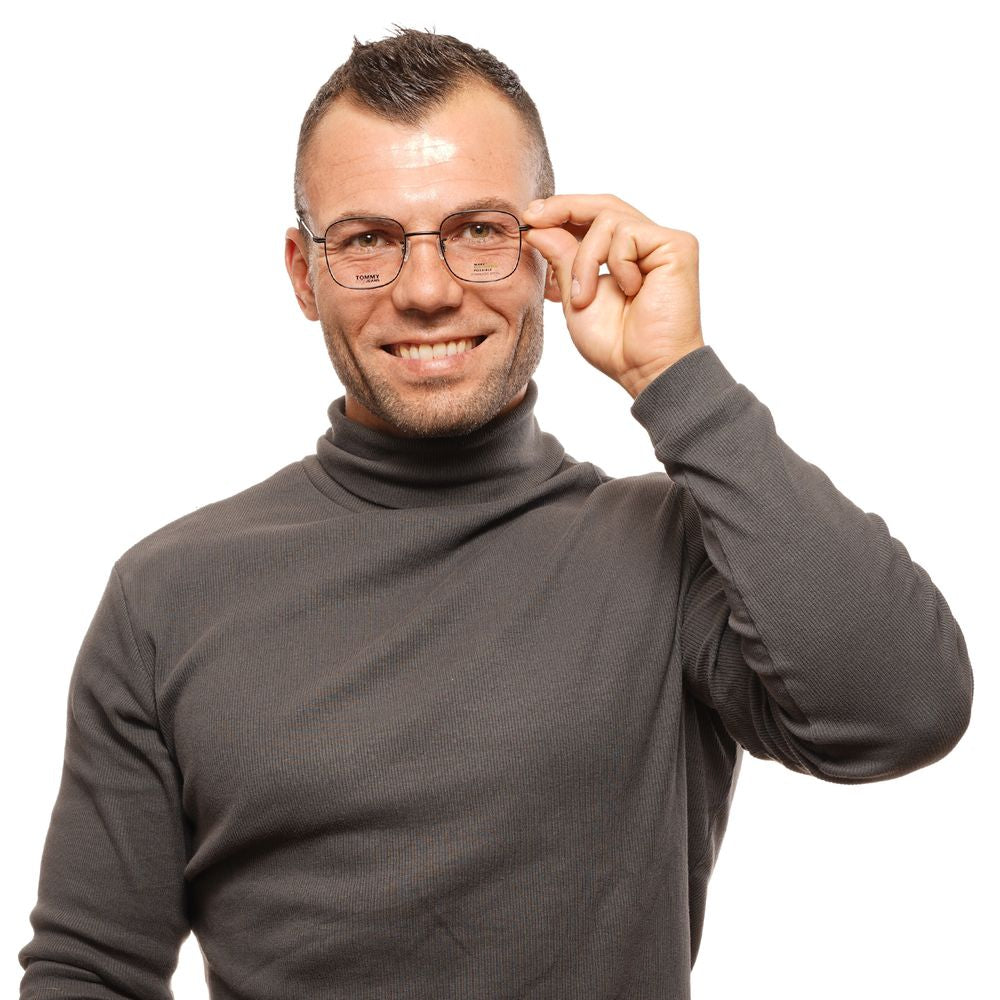 Tommy Hilfiger Unisex Optical Frames – Black Square Frame, 49mm