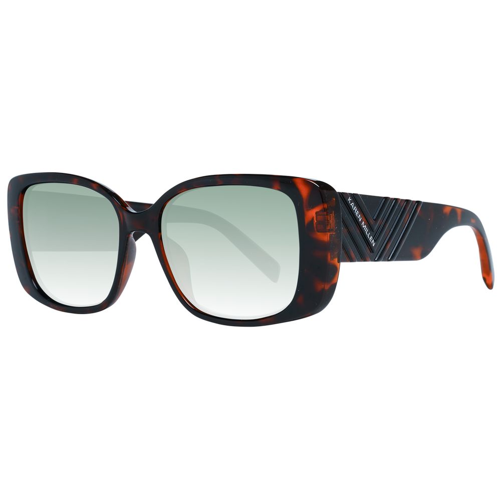 Karen Millen Brown Square Sunglasses with Green Lenses