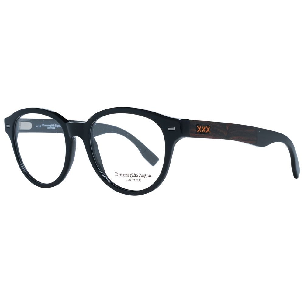 Ermenegildo Zegna Men’s Optical Glasses – Black Round Frame, 51mm