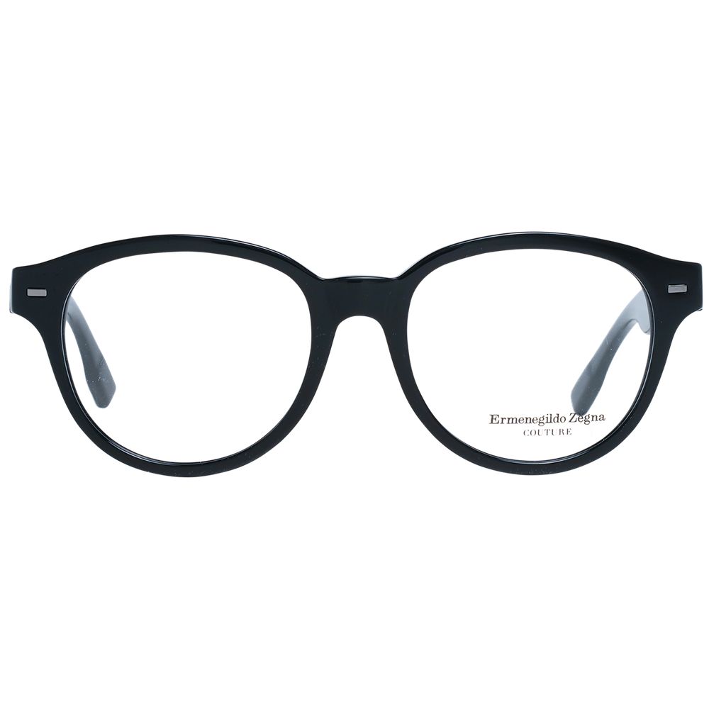 Ermenegildo Zegna Men’s Optical Glasses – Black Round Frame, 51mm