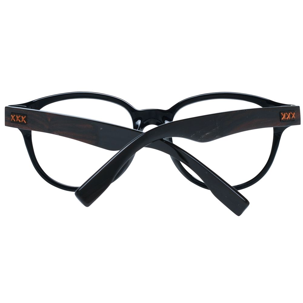 Ermenegildo Zegna Men’s Optical Glasses – Black Round Frame, 51mm